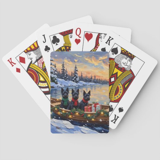 Schottischer Terrier Weihnachtsboot-Feiertag Spielkarten (Rückseite)