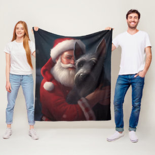 Schottischer Terrier Weihnachtsmann Festliches Wei Fleecedecke