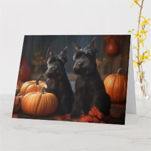 Schottischer Terrier-Welpe Herbstfreude Kürbis Karte