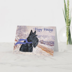Schottischer Terrier Winterurlaub Feiertagskarte