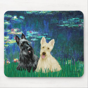 Schottischer Terrier (zwei-BW) - Lilien 5 Mousepad