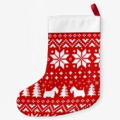 Schottischer TerrierScottie verfolgt Kleiner Weihnachtsstrumpf (Rückseite)