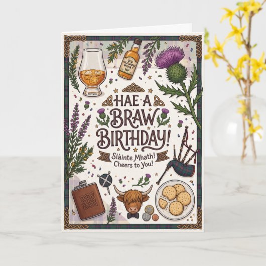 Schottischer toller Geburtstag Karte (Gelbe Blume)