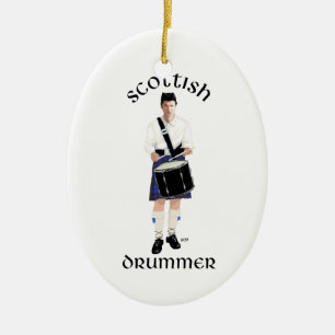 Schottischer Trommler - Blauer Kilt Keramikornament