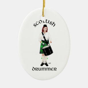Schottischer Trommler - Grüner Kilt Keramikornament