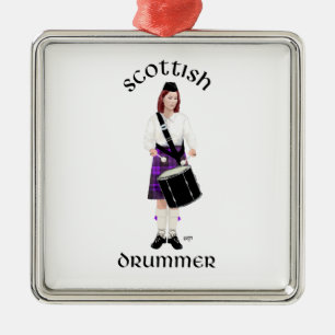 Schottischer Trommler - Lila Kilt Ornament Aus Metall
