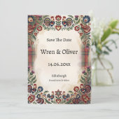 Schottischer Volksrooster-Tartan Save-the-Date Save The Date (Stehend Vorderseite)