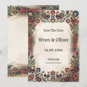 Schottischer Volksrooster-Tartan Save-the-Date Save The Date (Vorne/Hinten)