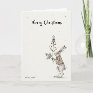 Schottischer Weihnachten des Highland-Hasen Karte