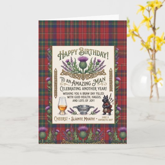 Schottischer Whisky Geburtstag Karte (Gelbe Blume)