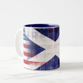 Schottisches amerikanische Flagge | hölzernes Korn Zweifarbige Tasse (Vorderseite Links)