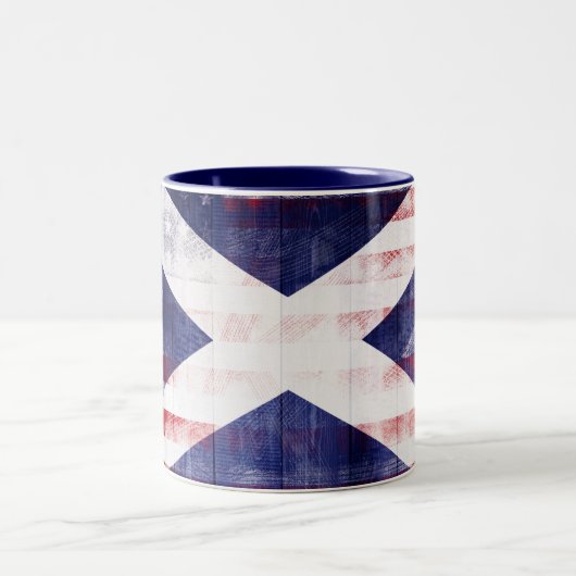Schottisches amerikanische Flagge | hölzernes Korn Zweifarbige Tasse (Mittel)