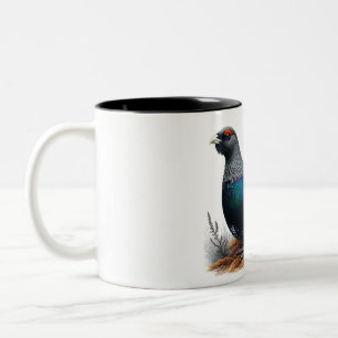 Schottisches Auerhuhn in Heide. Feder und Tinte Zweifarbige Tasse