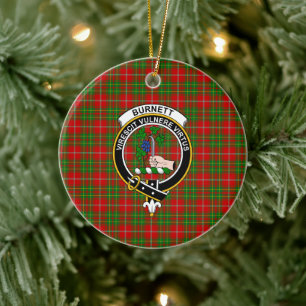 Schottisches Clan Burnett Tartan und Wappen Keramik Ornament