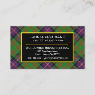 Schottisches Clan Cochrane Tartan Plaid Visitenkarte