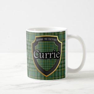 Schottisches Clan Currie Tartan-Schild Kaffeetasse