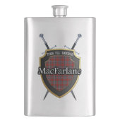 Schottisches Clan MacFarlane Tartan-Schild und Flachmann (Vorderseite)