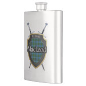 Schottisches Clan MacLeod Tartan-Schild und Flachmann (Links)