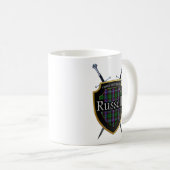 Schottisches Clan-Russelltartan-Schild u. Kaffeetasse (VorderseiteRechts)