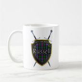 Schottisches Clan-Russelltartan-Schild u. Kaffeetasse (Links)