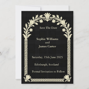 Schottisches Distel-Gotik-Schwarz-Elfenbein-Knotwo Save The Date