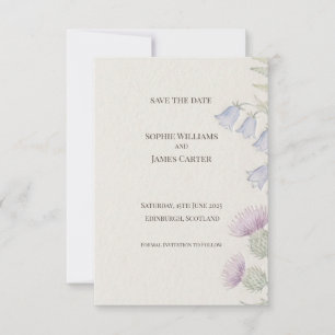 Schottisches Distel-Tartan Save-the-Date Gold-Em Save The Date