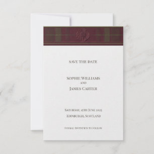 Schottisches Distel-Tartan Save-the-Date Gold-Em Save The Date