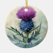 Schottisches Distel-Weihnachtsschmuck Keramik Ornament (Vorne)