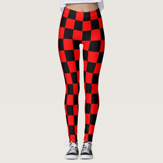 Schottisches Explosions-Schachbrett-Brett-rotes Leggings (Vorderseite)