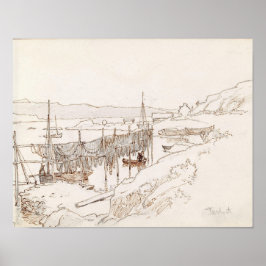 Schottisches Fischerdorf Abstract Art Skizze Poster