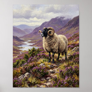 Schottisches Highland Blackface-Schaf Moor I Poster