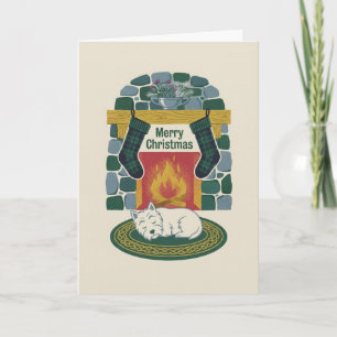 Schottisches Highland-Kamin-Weihnachten Karte
