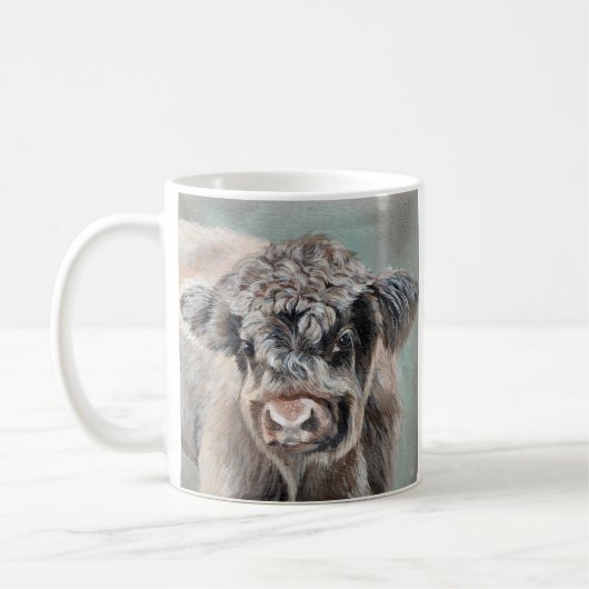Schottisches Highland-Rind auf Grün Kaffeetasse (Links)