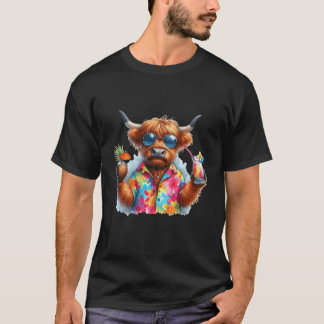 Schottisches Highland-Rind auf tropischem Urlaub t T-Shirt