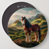 Schottisches Hochland Clydesdale Pferd Button (Vorne & Hinten)