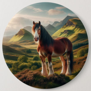 Schottisches Hochland Clydesdale Pferd Button