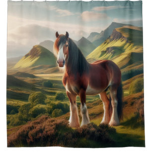 Schottisches Hochland Clydesdale-Pferd Duschvorhang