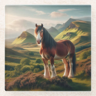 Schottisches Hochland Clydesdale Pferd Glasuntersetzer