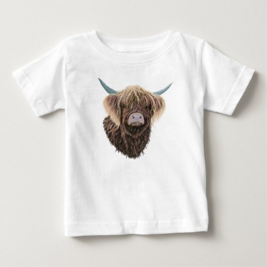 Schottisches Hochland-Kuh Charlie mit glattem Haar Baby T-shirt (Vorderseite)