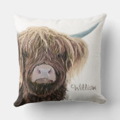 Schottisches Hochland-Kuh Charlie mit glattem Haar Kissen (Rückseite)