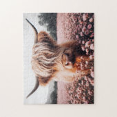 Schottisches Hochland-Kuh-Wildblume Puzzle (Vertikal)