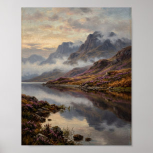 Schottisches Hochland-Loch-Schloss-Heide I Poster