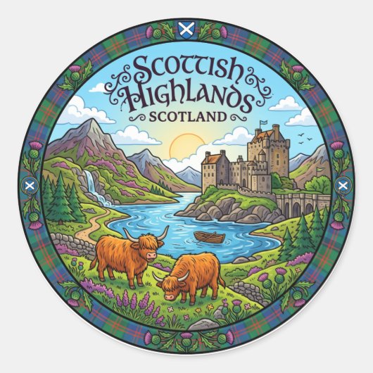 Schottisches Hochland Schottland Runder Aufkleber (Vorderseite)