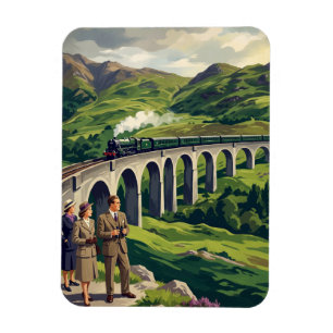 Schottisches Hochland Vintage-Reiseillustration Magnet