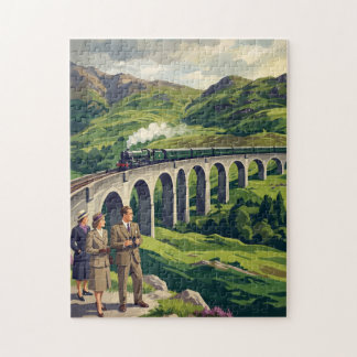 Schottisches Hochland Vintage-Reiseillustration Puzzle