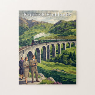 Schottisches Hochland Vintage-Reiseillustration Puzzle