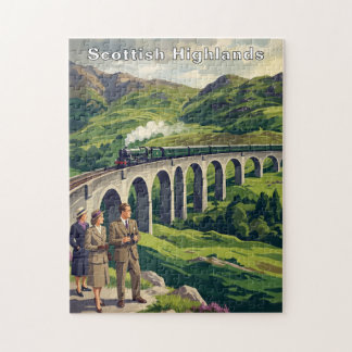 Schottisches Hochland Vintage-Reiseillustration Puzzle