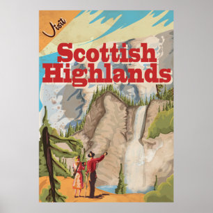 Schottisches Hochland Vintage-Reiseposter Poster