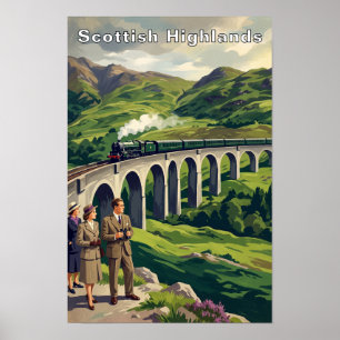 Schottisches Hochland Vintage-Reiseposter Szenisch Poster