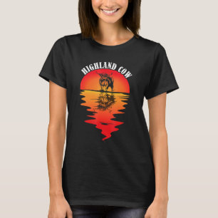 Schottisches Hochlandrind Vintage-Sonnenuntergang T-Shirt